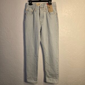 Levi's 501 Original High Rise Jeans 24 Women Blue White Hickory Stripe Straight